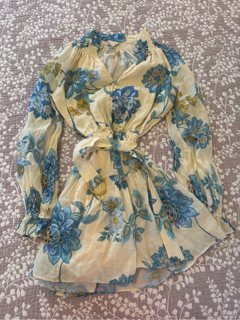 Kivari Blue and light yellow Floral Dress